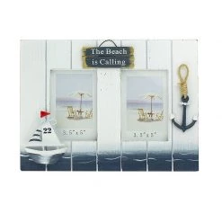 Nauticalia The Beach Is Calling Double Photo Frame