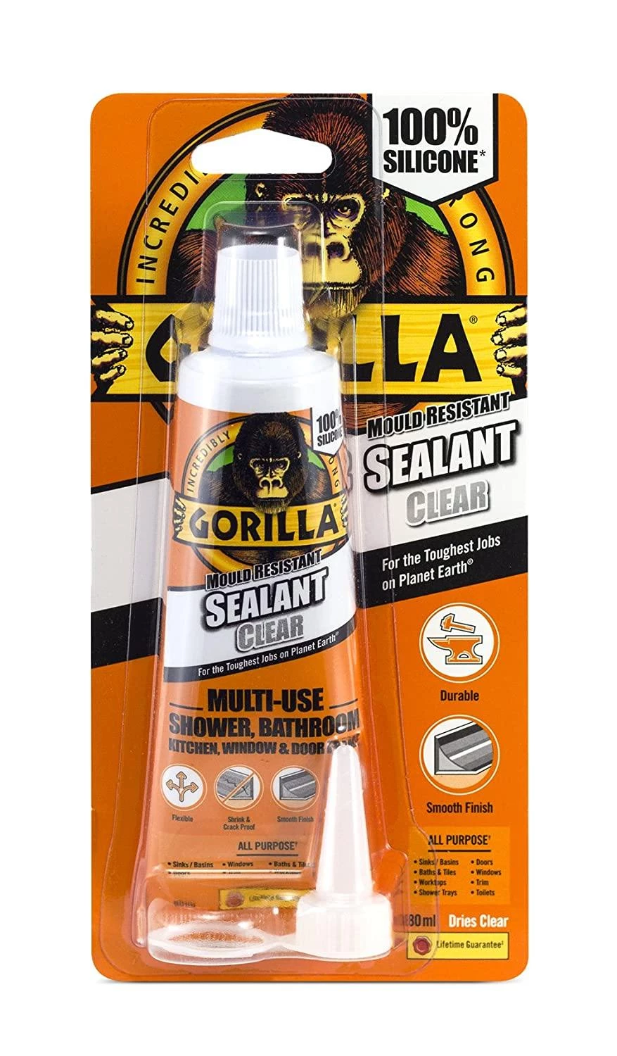 CCEC Distributors Epoxy & Fillers Gorilla Mould Resistant Sealant Clear 80ml 4 CCEC Distributors Epoxy & Fillers Gorilla Mould Resistant Sealant Clear 80ml
