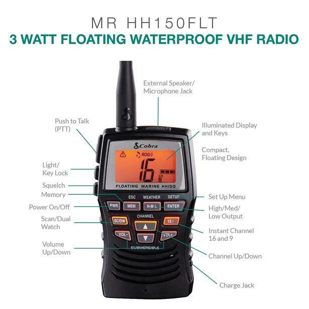 Marine Distributors.ie Cobra HH150 Floating VHF Radio 5 Marine Distributors.ie Cobra HH150 Floating VHF Radio