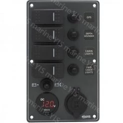 Marathon Boat Hardware YIS Marine Aluminum Switch Panel With Battery Gauge & USB Charger Socket