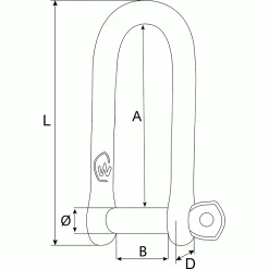 Proboat Wichard Forged CE Stainless Steel HR Long D Shackles
