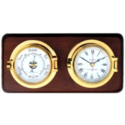 Meridian Zero Brass Channel Clock & Barometer